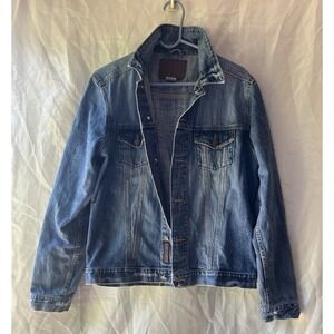 Hard Rock‎ Cafe Womens Denim Jean Jacket Vintage Size Large Coat Distressed Blue